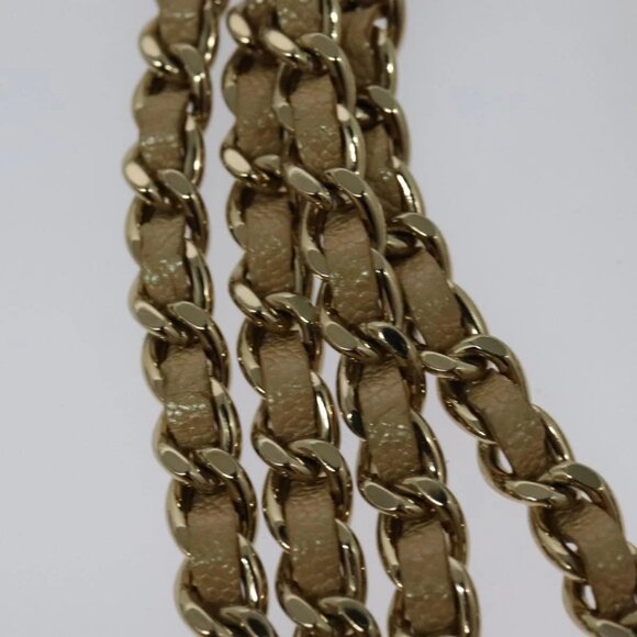 CHANEL Matelasse Chain Shoulder Bag Grained Calf Skin Beige Gold CC Auth 138257 - Picture 9 of 16